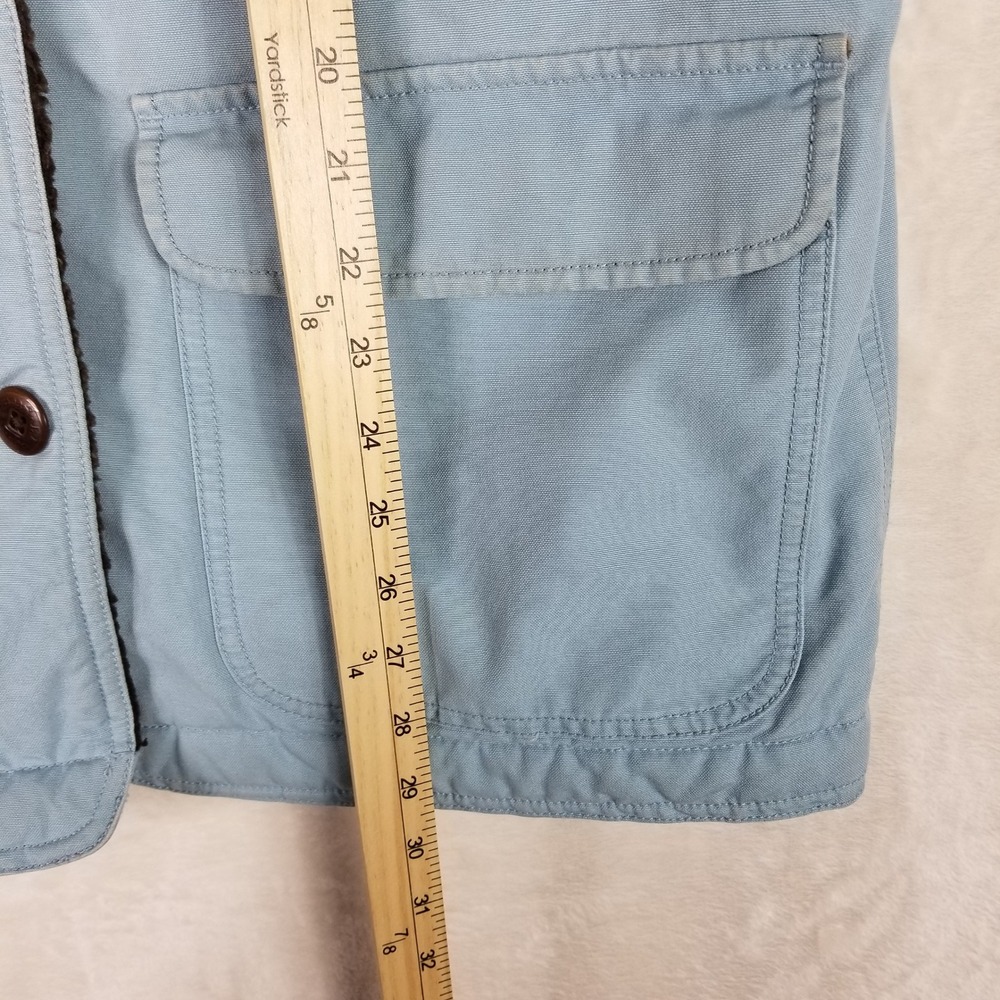 LL Bean Barn Coat Womens Medium Blue Sherpa Lined Canvas Field Jacket 0BGX7 - Picture 7 of 9